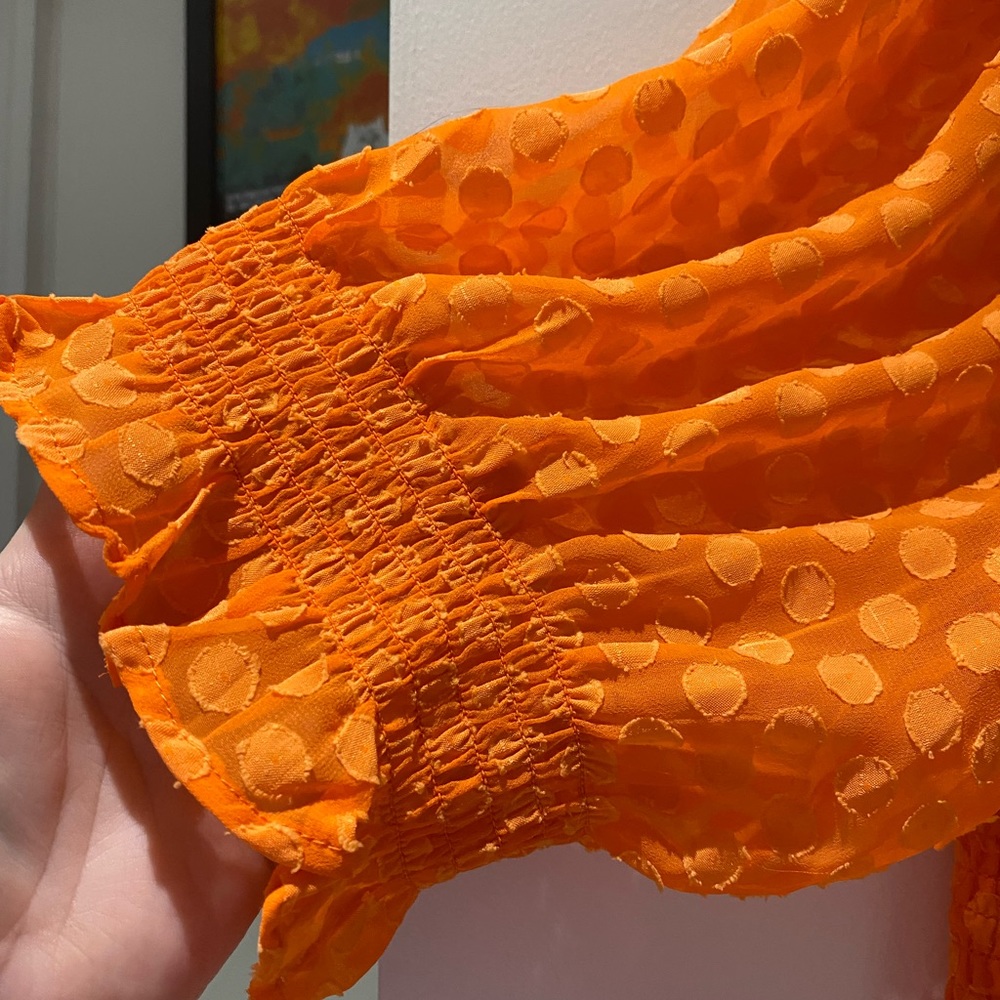 ASOS Curve 🍊 Smocked Dot Orange Maxi Dress - Picture 4 of 6
